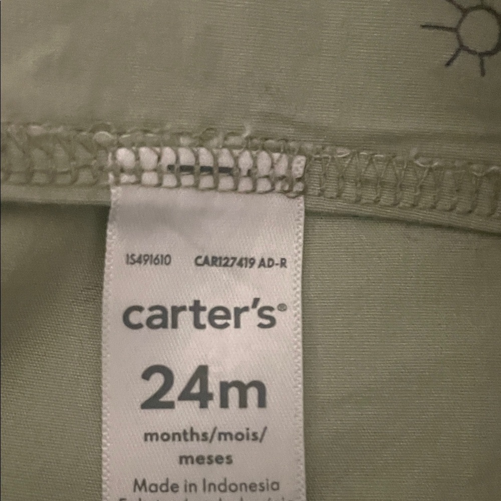 Carter's Dark Denim and Light Green Overalls - Picture 4 of 7
